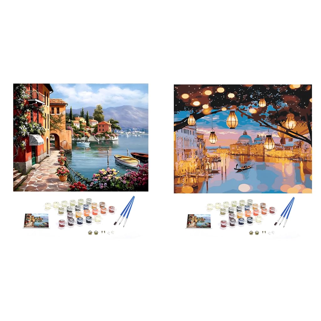 HASTHIP® Oil Painting Paint by Numbers Kit Combo for Adults & Kids, 40x50cm DIY Acrylic Canvas Set with Paintbrushes, Beige & Black, Ideal for Crafts, Home Decor, Gift, Art Projects, No Frame-image-6