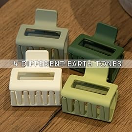 FRAMAR Medium Claw Clip - Hair Claw for Women, Small Claw Clips for Thin Hair, Green Hair Clip 4 Pack