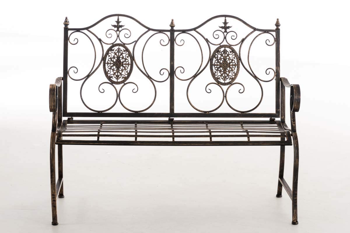 Banc de Jardin Punjab en Fer Forgé - Banc d'Extérieur 2-3 Places - Banc de Jardin avec Accoudoirs et Dossier - Différentes Couleurs au Cho, Couleurs:Marron Clair