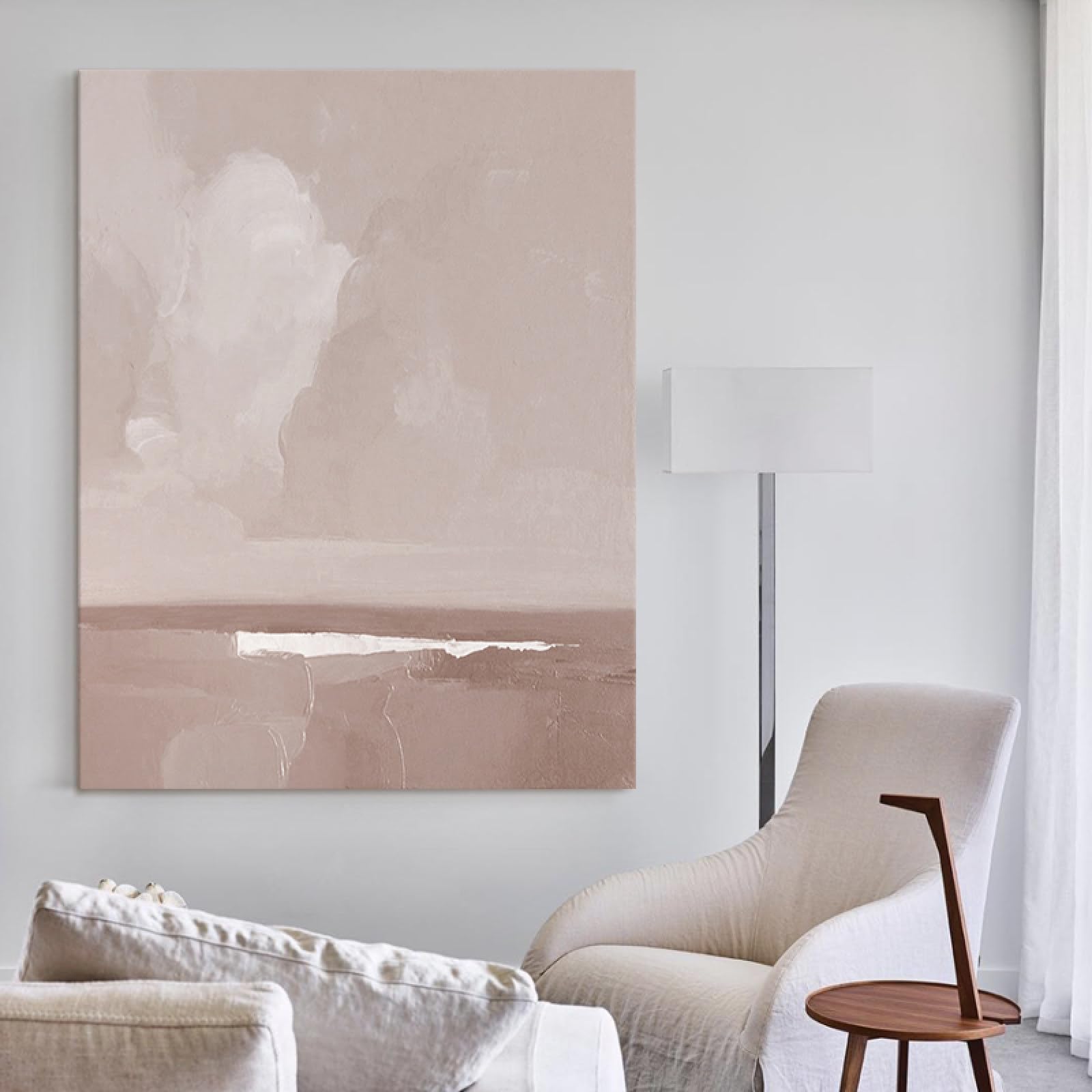 Peinture à l'huile 100% fait main, grande toile abstraite wabi-sabi luxe pour salon