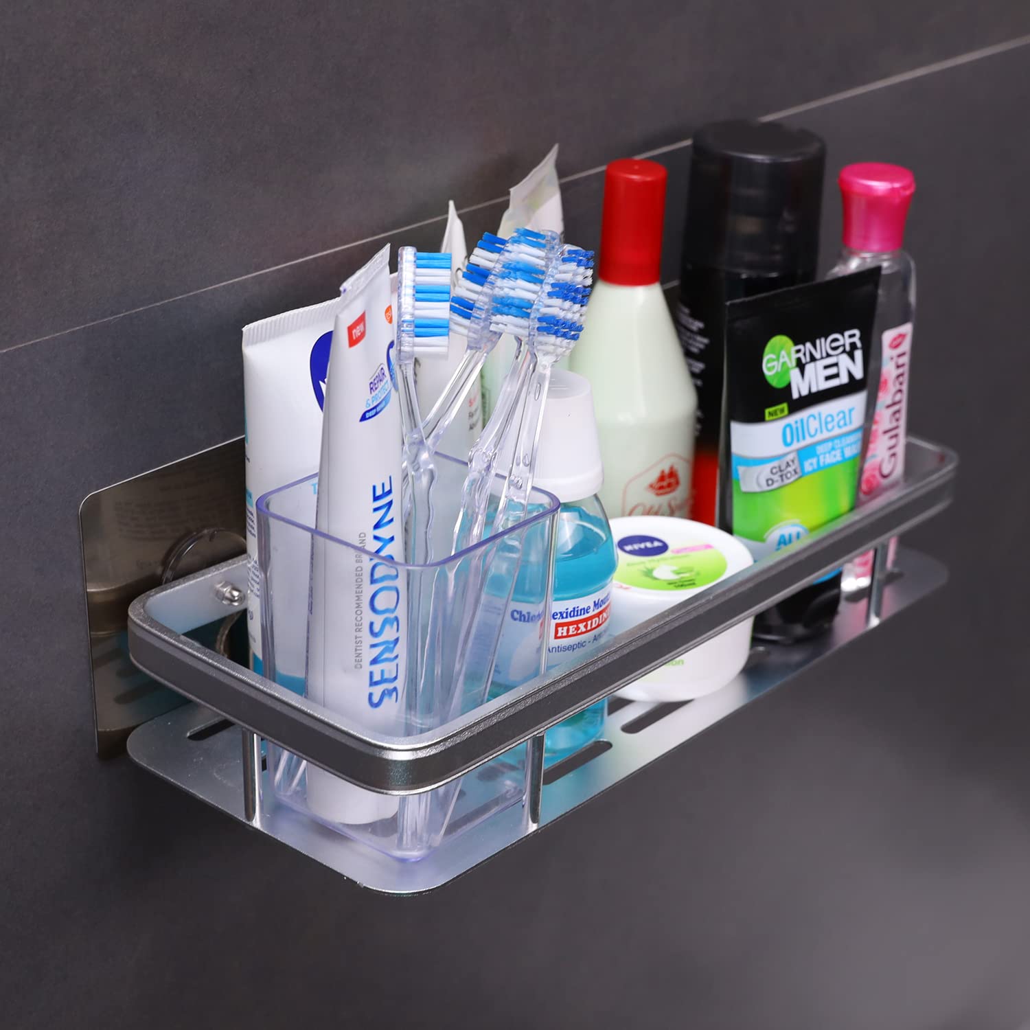 HOKIPO Magic Sticker Series High Grade Aluminium Bathroom Shelf (Model No - Ar2614), Silver (B07X41YVWW) Amazon Price History, Amazon Price Tracker