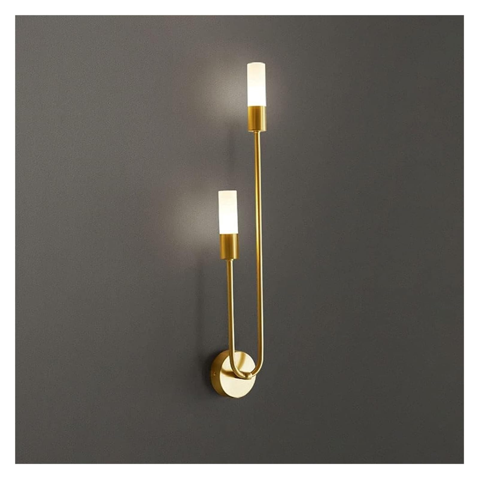 ZTCHSENZT - Brass Wall Sconce Lamp, Cylindrical White Glass Lampshade Copper Wall Light, Geometric Wall Wash Lights Chandelier