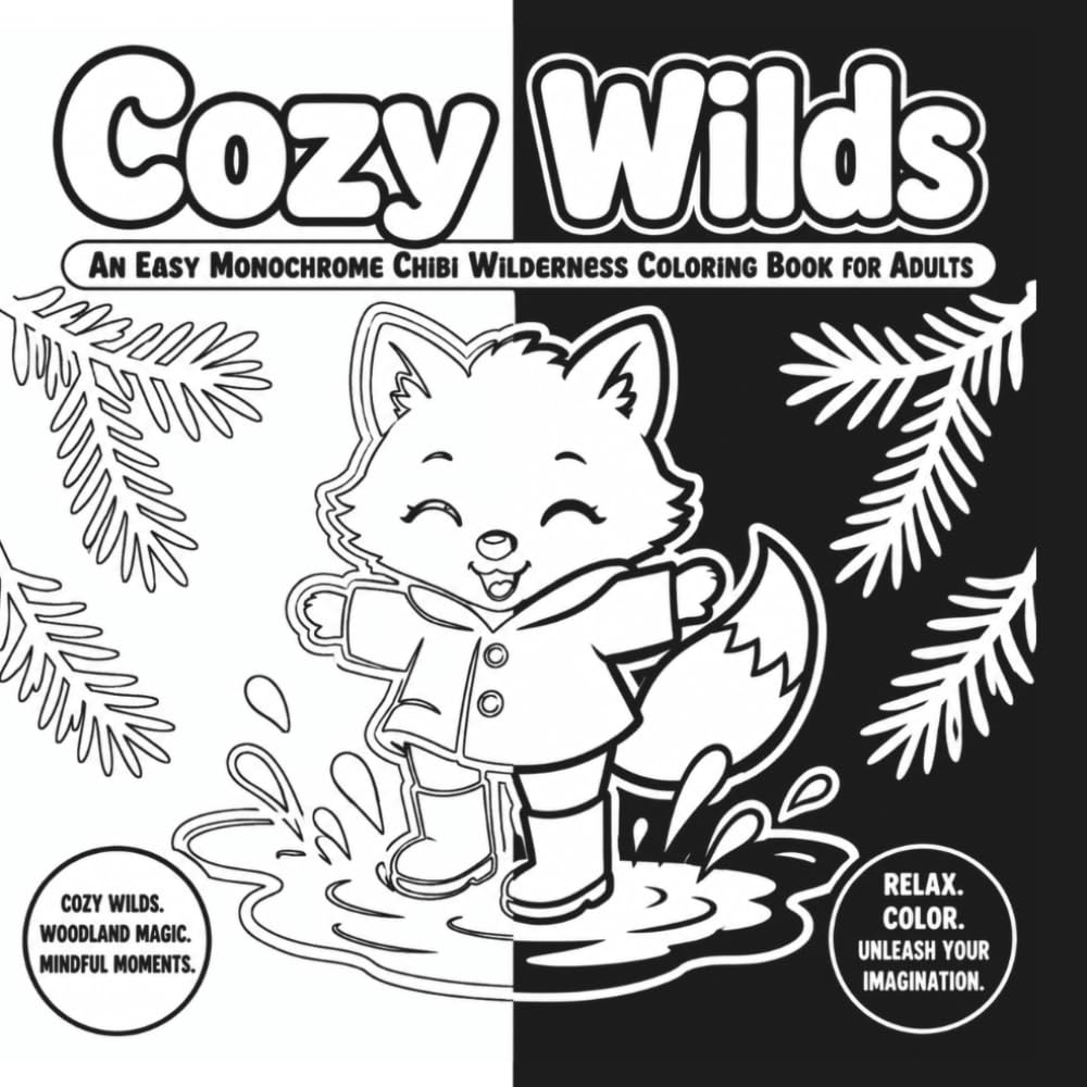 Cozy Wilds: An Easy Monochrome Chibi Wilderness Coloring Book for Adults featuring the One-Pen Ritual (BOLD & EASY MONOCHROME)