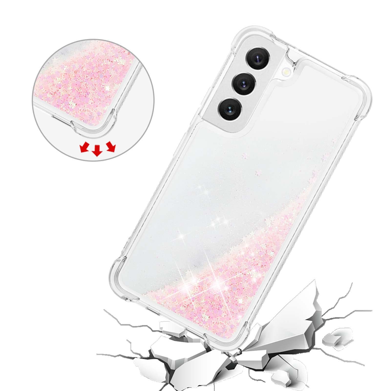 Transparent Liquid Case für Galaxy S23 Plus, Gel Silicone Phone Case Glitter Floating Liquid Cover Ultra Slim Bumper Case Sparkly Back Case Resistant Hard Compatible with Samsung Galaxy S23 Plus