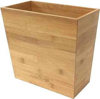 Bamboo Waste Basket | Waste Basket for Bathroom | Waste Basket for Office | Great Office Trash Cans for Near Desk | Bathroom Trash Can | Bedroom Trash Can | Trash Can Small Wastebasket Bamboo Decor (1, 10,6" x 5.75" x 10")