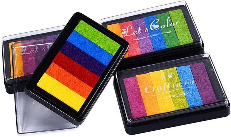 Tachiuwa 4ピース 個クラフトインクパッドスタンプパートナーdiy6色のスタンプ 木布 超特価sale開催 紙