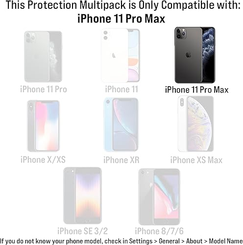 Miniatura 2 de Scooch Protector de pantalla 5 en 1 para iPhone 11 Pro Max (paquete de 3) con protector de lente de cámara (paquete de 2) vidrio templado 9H de alta