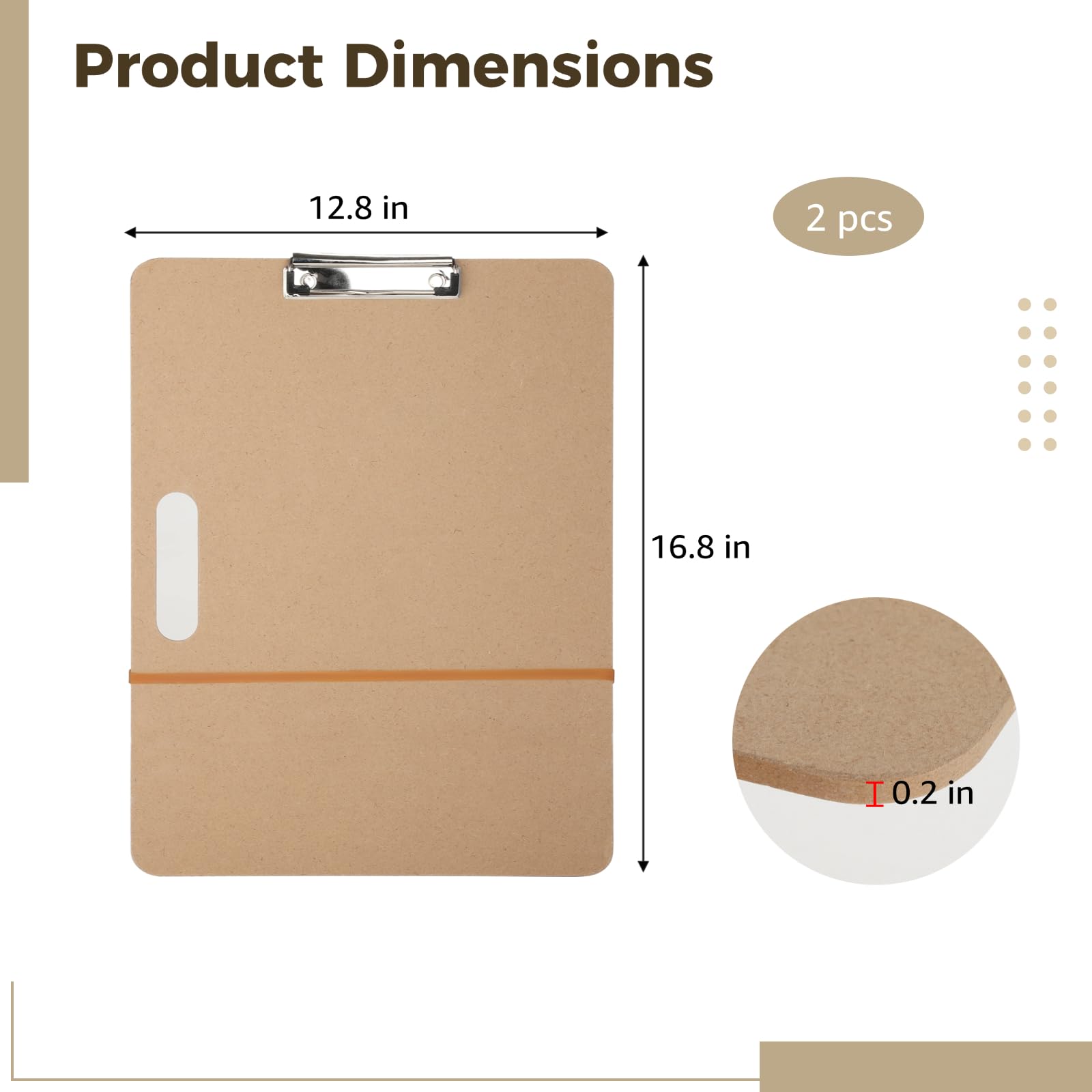 Lot de 2 planches à dessin avec poignée, format 12,8 x 16,8 pouces, planche à croquis portable pour artistes, clip métallique et bande élastique inclus, pour la classe et les croquis en voyage