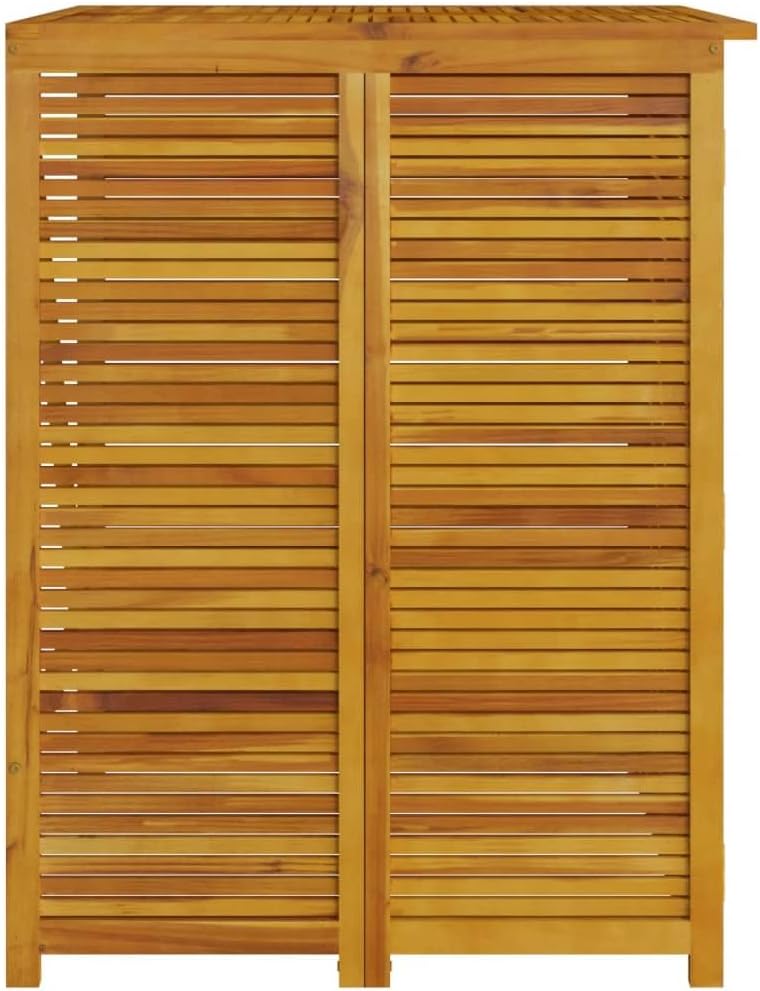 Single Garbage Bin Shed Solid Acacia Wood 27.6"x35"x46.1" Outdoor Trash Can Enclosure with Lockable Doors and Easy Assembly for Backyard Waste Container Storage