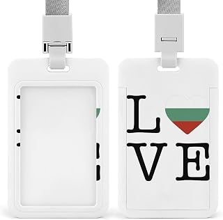 Bulgaria Flag Love Veritcal Id Badge Card Holder with Detachable Neck Lanyard Strap Funny Card Protector