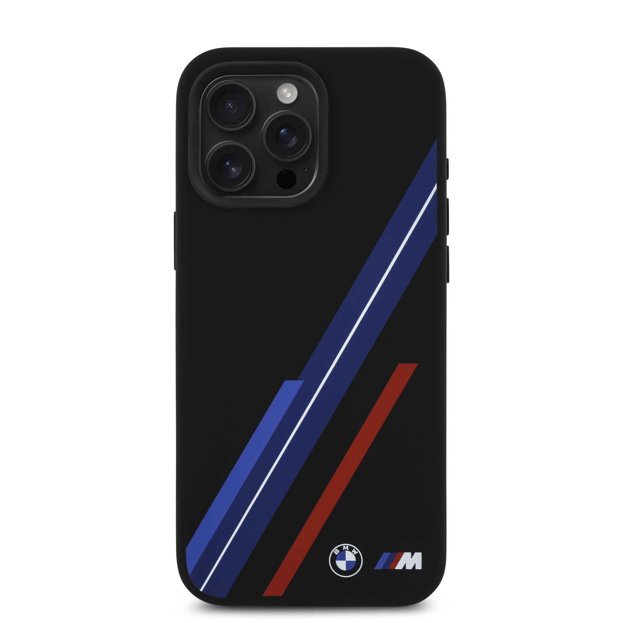 CG MOBILE BMW HC M - Custodia per iPhone 16 Pro Max, durevole, antiurto, compatibile con Magsafe, custodia in silicone con linee casuali nera