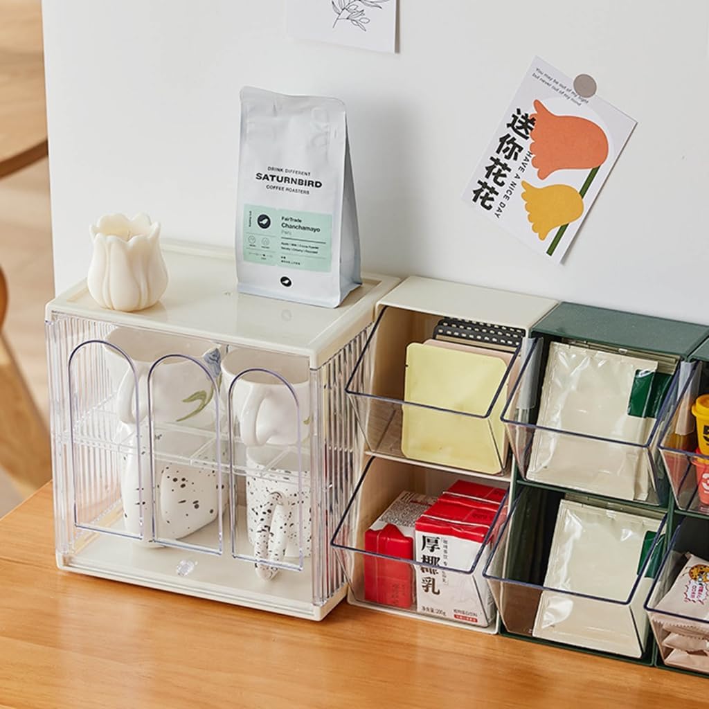 Desktop Storage Box Coffee Cup Organizer Portable Display Box for Home Display Box Coffee Cup Organizer Multifunction Desktop Storage Box Ins