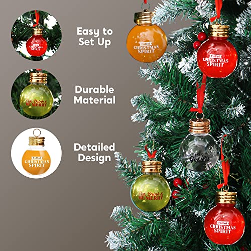 Joiedomi 9 Pcs Christmas Boozeball Ornaments Set 1.7 oz Fillable Ball Xmas Ornaments Christmas Decorations for Christmas Holiday Indoor and Outdoor Christmas Decorations