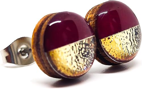 Miniatura 10 de Juego de aretes tipo dormilona de metal martillado de imitación de 0.394 pulgadas, aretes redondos para mujeres, niñas y hombres, hechos a mano