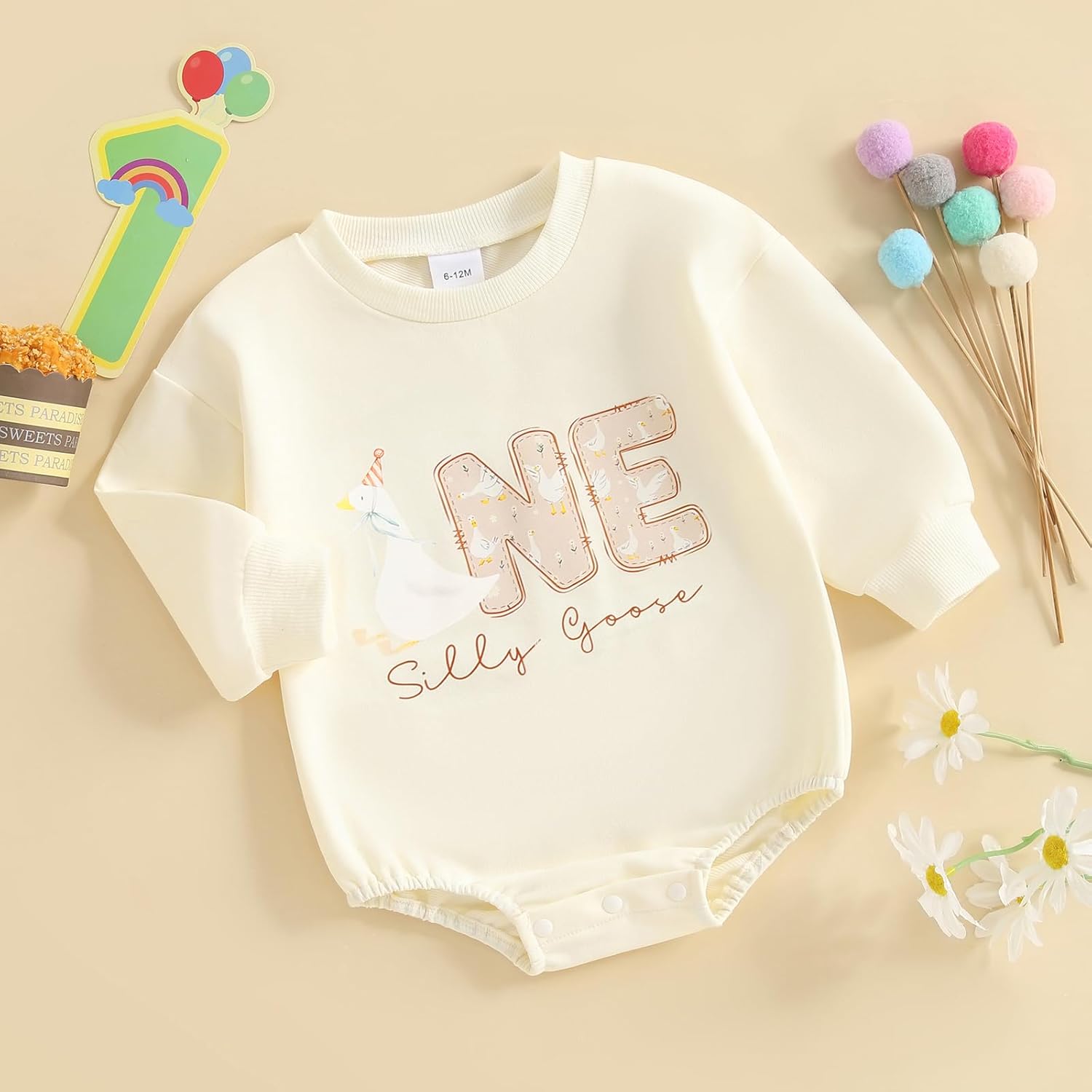 Baby Girl 1st Birthday Outfit One Silly Goose Bubble Romper Sweatshirt Long Sleeve Bodysuit T-Shirt Fall Clothes - Image 6