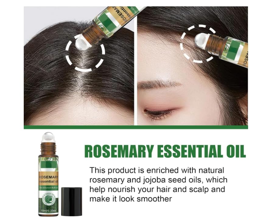 Rosemary Hair Care Gift Set & Hair Growth Kit with Spray ，& Roller Hair Repair for Strengthen & Nourish - Natural Treatment with Jojoba Oil for Damaged Hair Care Suitable for Women and Men