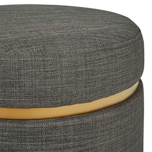 Amazon Brand – Rivet Asher Round Upholstered Storage Ottoman, 15.75"W, Dark Grey #TOP3