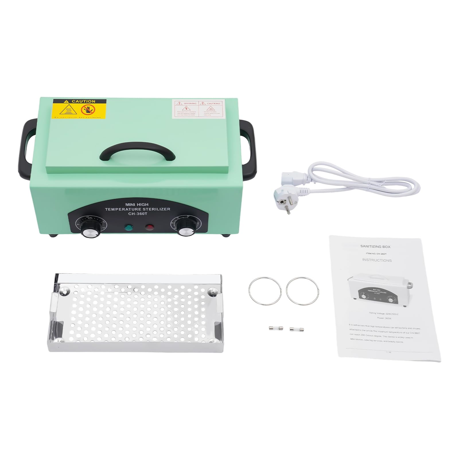 Sterylizator gorącym powietrzem 300 W, 50-220°C, regulacja temperatury, sterylizator z timerem, 0-60 minut, narzędzie do paznokci, sterylizator na sucho do studia paznokci, 34 x 18 x 15 cm,