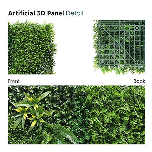Ecoopts 40"X40" Faux Ivy Privacy Fence Screen Artificial Boxwood Panels Topiary Hedge Plants For Indoor Outdoor Decoration, 3 Mixed Leave, 1 Pack #TOP4