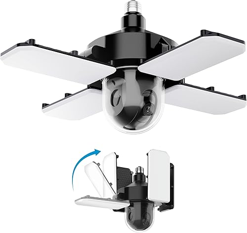 Miniatura 6 de Feit Electric Luz LED de techo de garaje con cámara, luz de garaje de seguridad inteligente WiFi 2.4GHz, base E26 atornillada, sensor de movimiento,