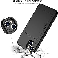 Vista 5 de Nvollnoe Compatible con iPhone 15 Funda con ranura para tarjetas, resistente, protectora de doble capa, a prueba de golpes, ranura oculta