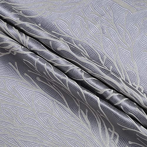 Image of Homestan Jacquard Woven Long Door Curtains 9 Feet Long Set of 2 with Stainless Steel Grommets for Home Decor (9 X 4 Feet, Grey)