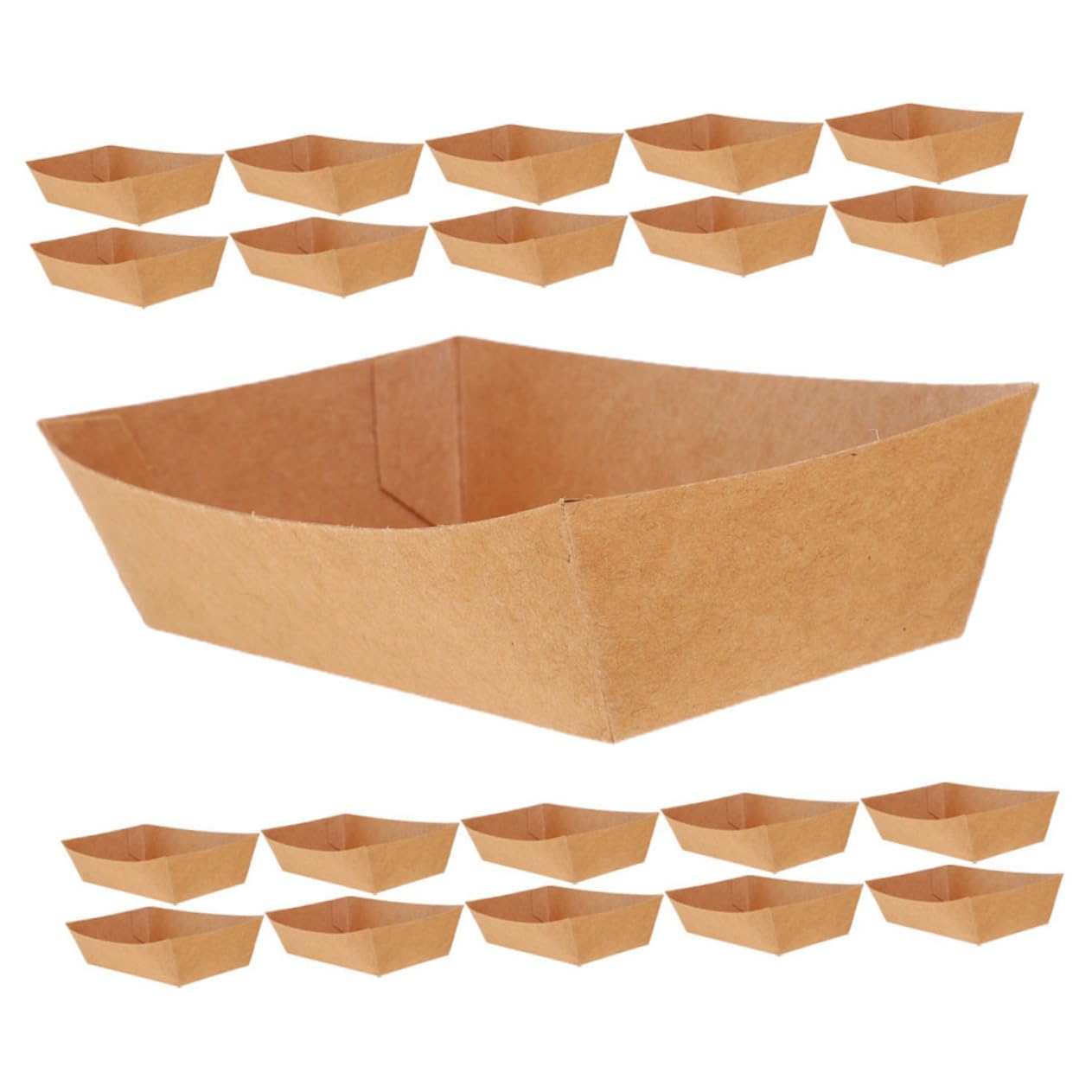 SOLUSTRE 200pcs Paper Boat Box Snack Paper Tray Fries Paper Basket Kraft Food Holder Trays Food Container Paper Snacks Plate Food Treat Boxes Hot Dogs Food Boats Paper Light Brown