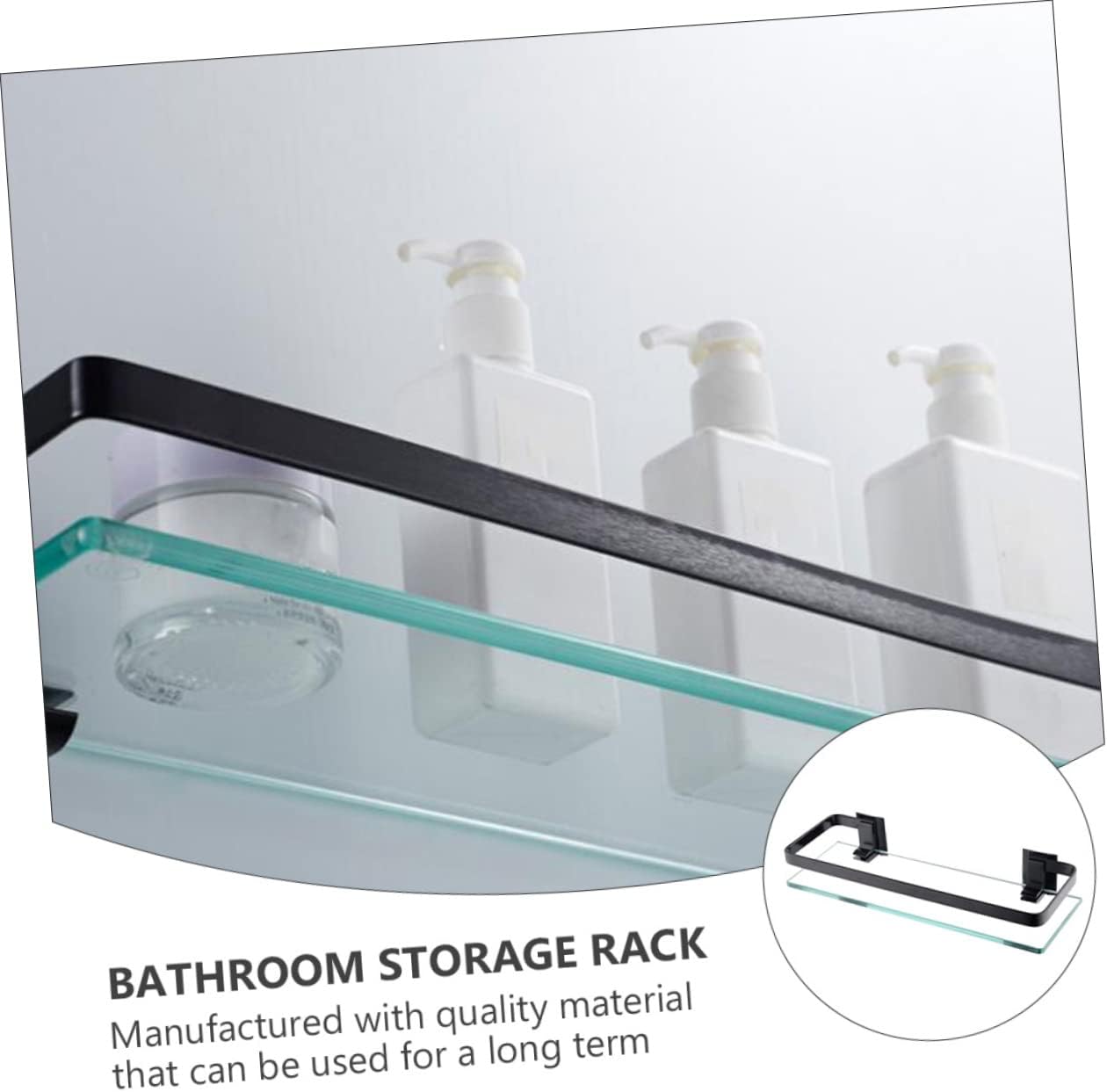 Toilet Storage Rack Tempered Glass Shelves Storage Organizer Easy Install Rustproof