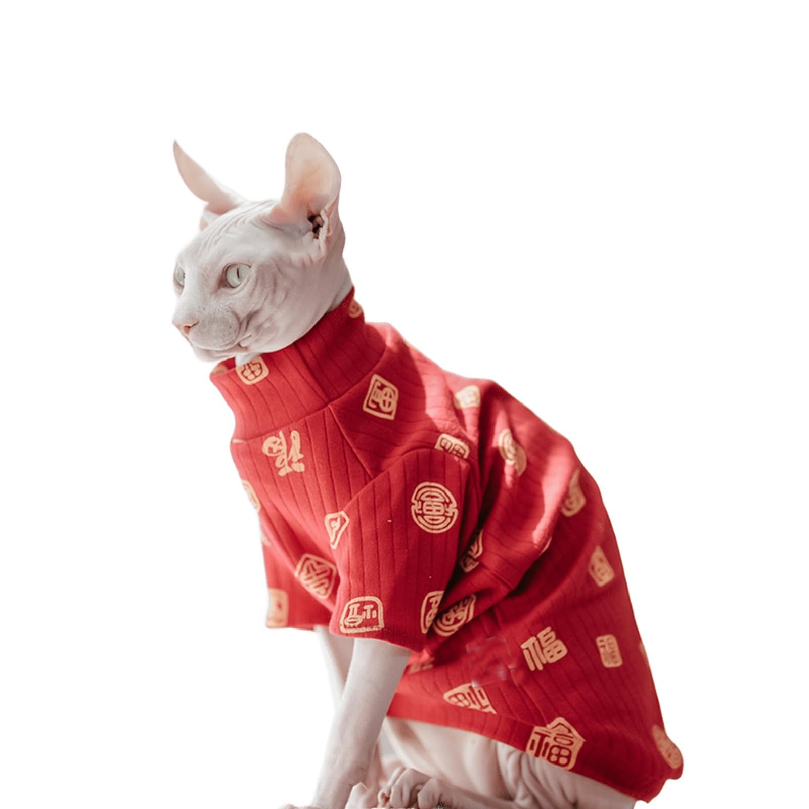 Vêtements pour chat sphynx rouge t-shirt coton hypoallergénique anti-froid