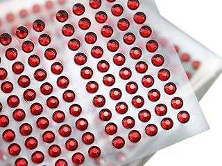 Allstarco 3mm (1/8") Red SS12 Self-Adhesive Acrylic Rhinestones, 500 PCS | Peel-and-stick backing, no glue required, ideal for face gems, body art, cards, invitations, costumes and DIY crafts