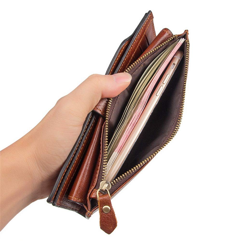 CALFOVERA Portefeuille Long Vintage En Cuir Véritable Pour Homme Porte