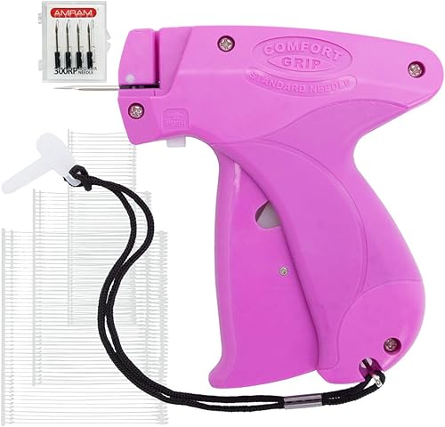 Miniatura 7 de Amram Pistola de etiquetado de ropa, accesorio de etiqueta de precio de modelo Comfort Grip, el kit incluye etiquetador estándar morado, 1,250 púas