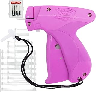 Amram Comfort Grip Tagging Gun for Clothing and Pricing, Includes Standard Retail Price Tag Attacher Gun for Clothing, 2500 Asstd 1in, 2in, 3in Barbs Attachments, 5 Needles