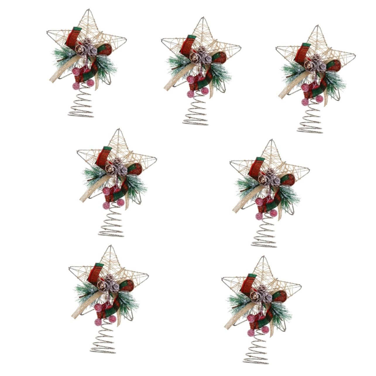 7 STK Weihnachtsbaumspitze Stern Irisierend Tür Neon Dekorationen Fee Weihnachtsschmuck Stern-weihnachtsbaumspitze Gold Einzigartig Baumspitze Rote Weihnachtsbaumspitze Eisen MAGICLULU