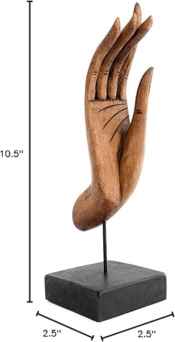 Miniatura 2 de Siam Sawadee Estatua pintada de madera tallada a mano de Buda Mudra Feng Shui de Chiang Mai, Tailandia, 3 x 10.5 pulgadas