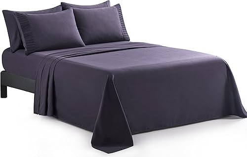 Miniatura 8 de Marina Decoration Rayón sólido ultra suave y sedoso con bolsillo profundo de bambú para todas las temporadas, juego de sábanas de 6 piezas con 4