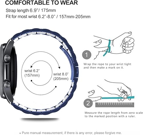 Vista 5 de Correas compatibles con Samsung Galaxy Watch de 1.81 pulgadas / Galaxy 3 de 1.772 pulgadas, correa de repuesto de metal de acero inoxidable para Azul