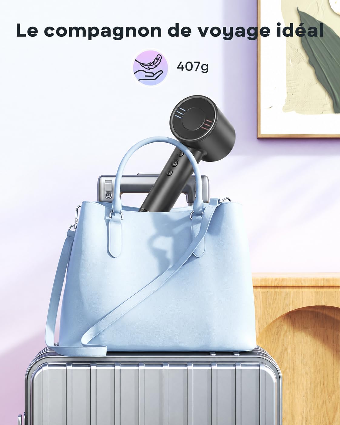 Bopcal Sèche-Cheveux Professionnel avec Diffuseur, 160000 Tr/min Haute Vitesse, Sèche Cheveux Ionique 500M Ions, Séchage Rapide Anti-Frisottis, Contrôle Intelligent Température, Léger et Silencieux