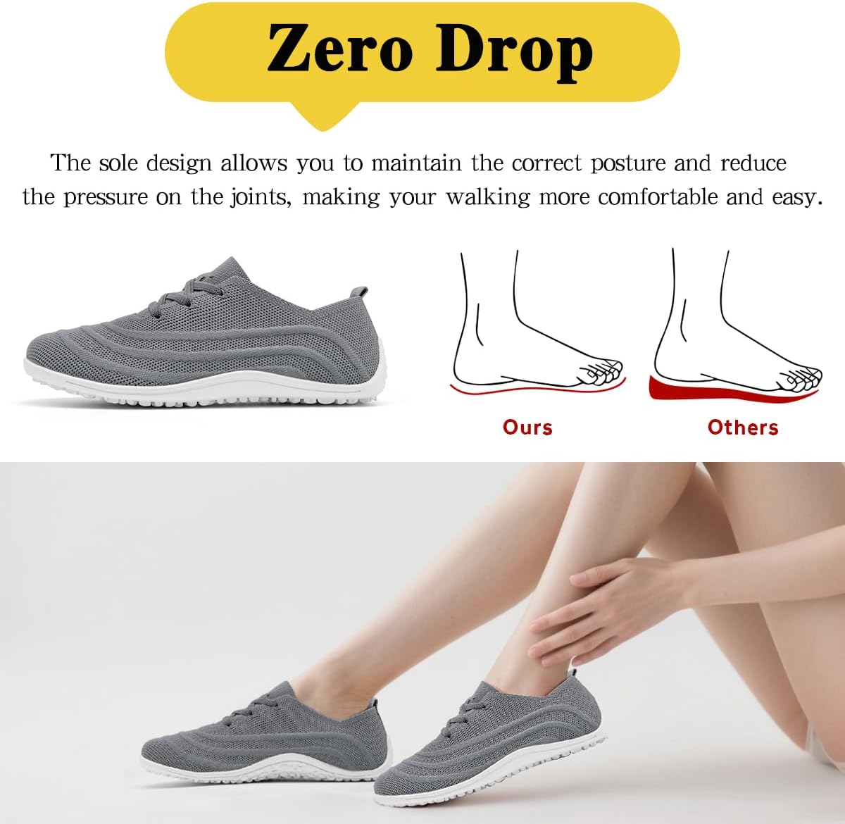 Women Casual Shoes Sneakers Non Slip Ladies Tennis Slip On Sock Barefoot Walking Zero Drop Minimalist Lightweight Breathable Comfortable Soft Grounded Footwear - Image 2