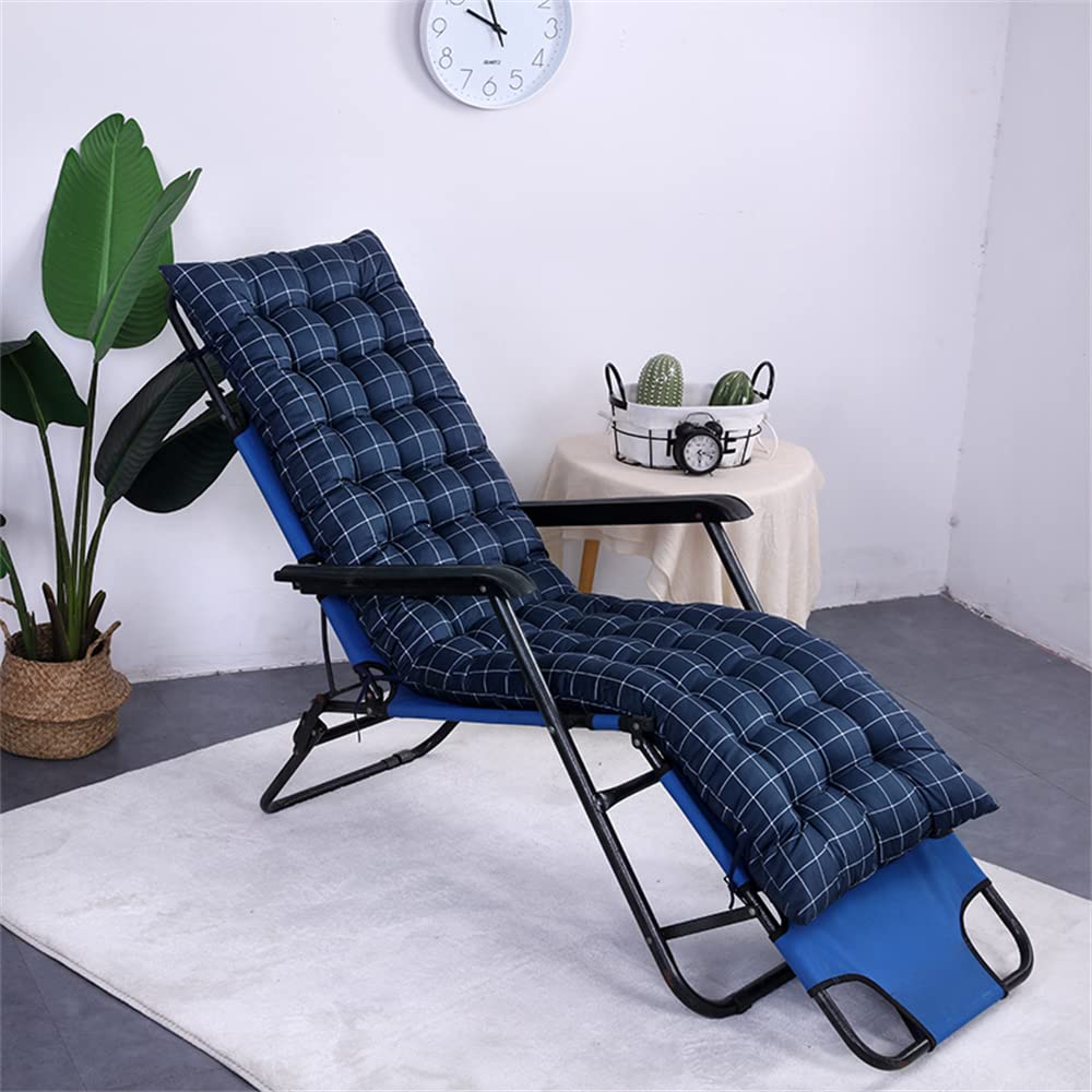 Morbuy Sunlounger Cushions Replacement with Top Cover Thick, Garden Bench Cushion Sunbed Rocking Chair Cushion for Indoor Outdoor Garden Patio (53 * 150cm,Checkered blue)