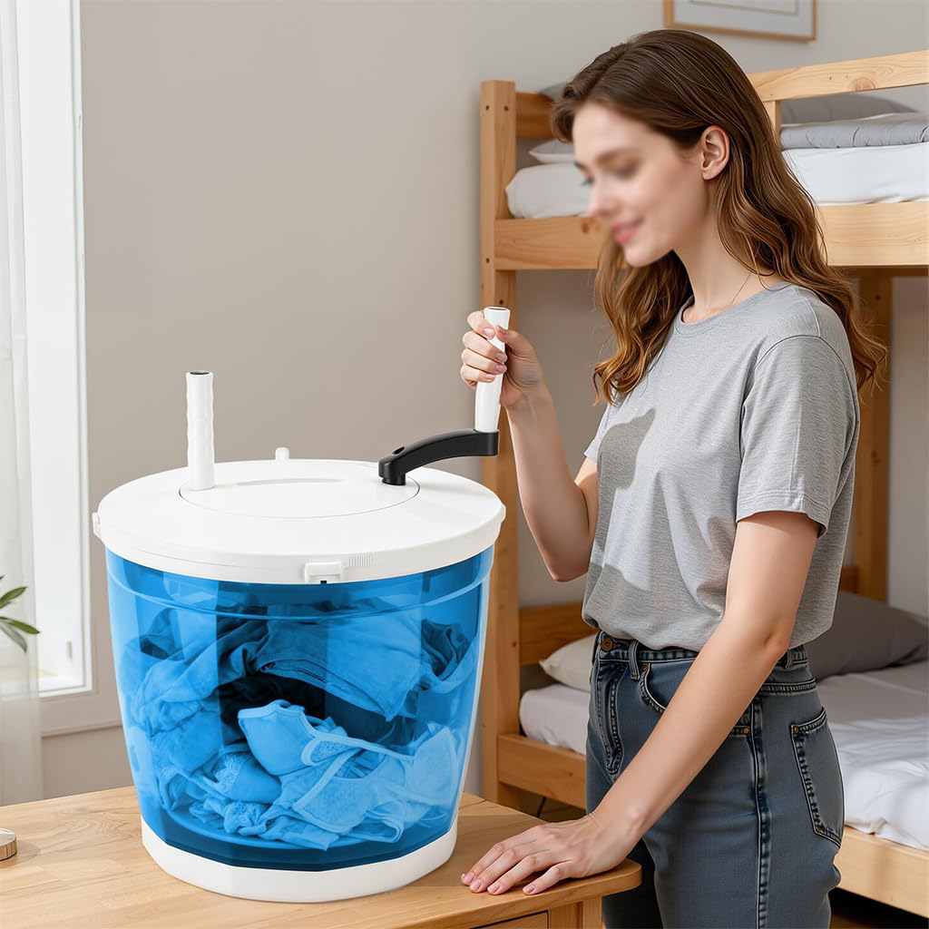 Lavatrice da Campeggio Lavatrice Piccola Mini Lavatrice Portatile con Centrifuga Lavatrice Manuale Lavatrice Specifica per Biancheria Intima Sky Blue