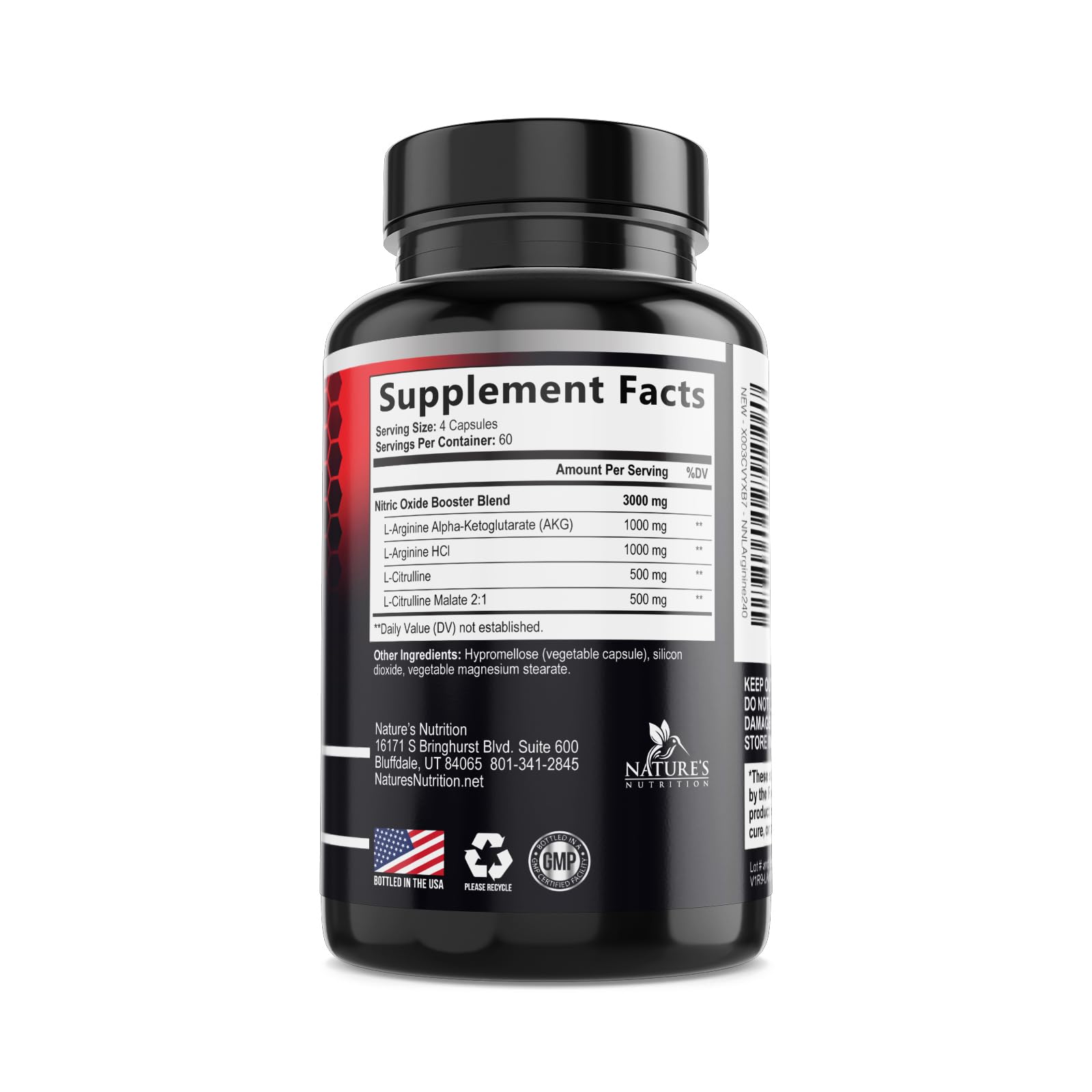 Nitric Oxide Supplement 3000mg Blend - 3X Strength L-Arginine & L-Citrulline - Complete Pre Workout Nitric Booster - Natural Energy & Muscle Support for Men & Women - Bottled in USA - 240 Capsules — Amazon image 9