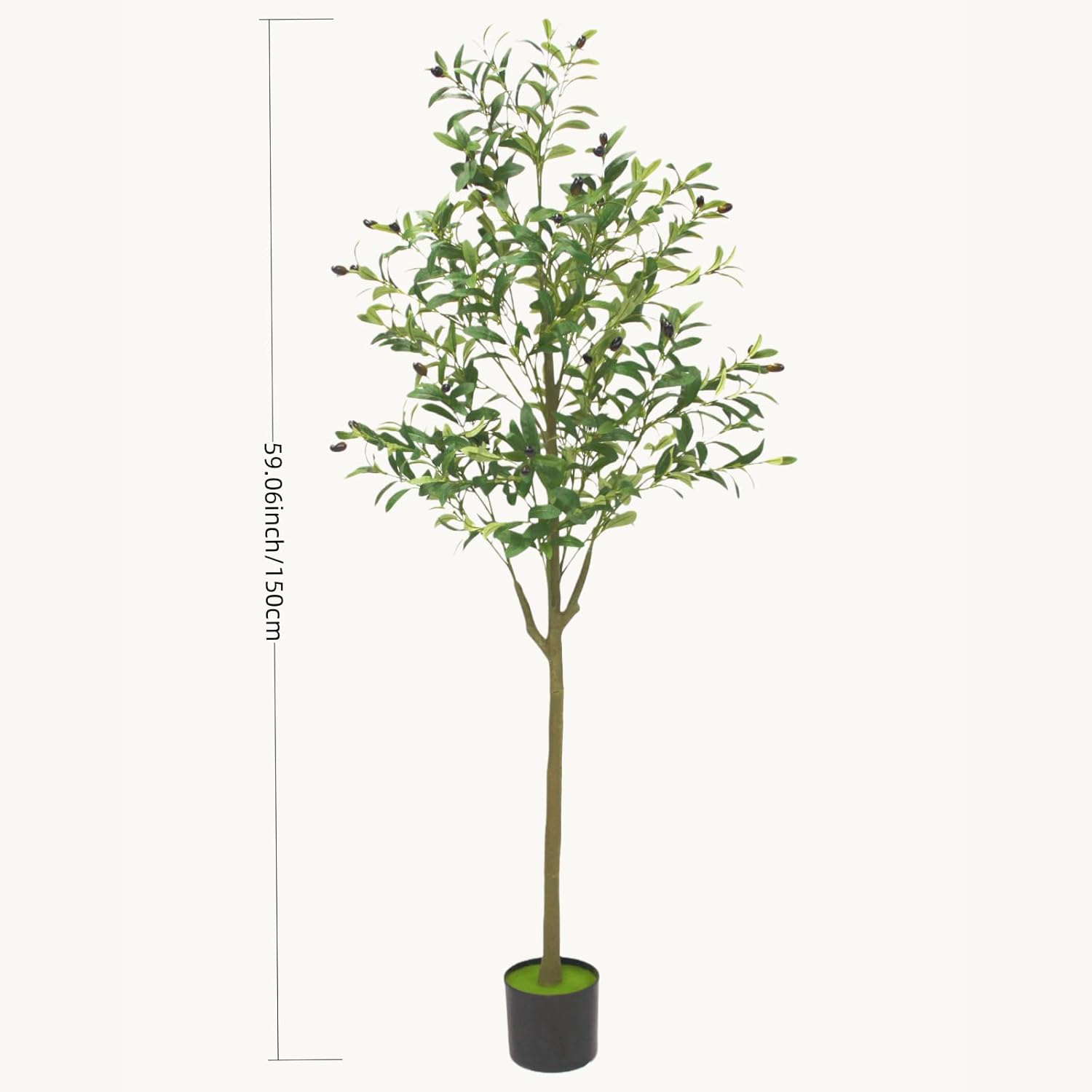 5FT Artificial Olive Tree with Fruits, Faux Potted Olive Tree with Realistic Lifelike Leaves & Trunk, Easy Assembly for Indoor Outdoor Home Office Decor