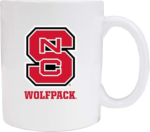 NC State Wolfpack - Taza de café de cerámica blanca, paquete de 2 unidades, color blanco. Producto universitario con licencia oficial