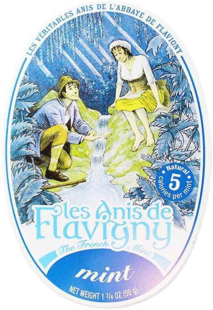 Les Anis de Flavigny French Mints Candy – Mint Flavor Hard Candy, Natural Gourmet Sweets in Classic Tin, 50g (1.75 oz)