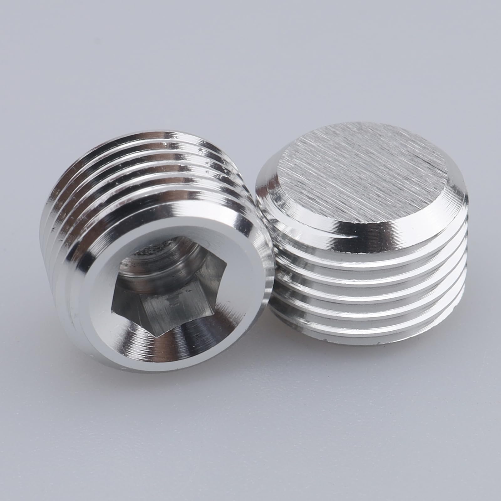 AC Performance 1/8" NPT Male Socket Allen Head Plugs Aluminum Silver, Pack of 2, 1/8 NPT - Image 3