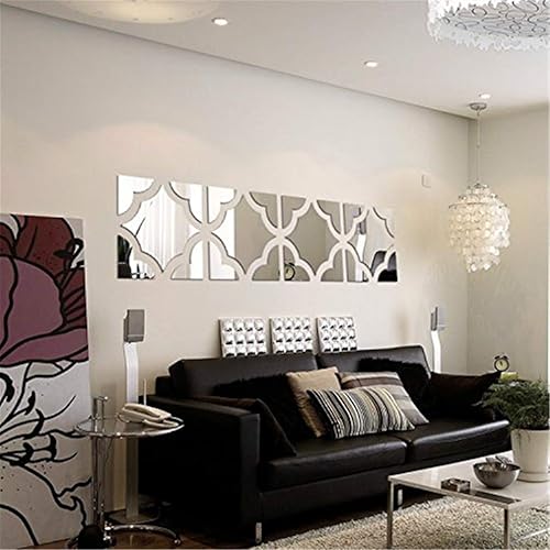 Miniatura 6 de Adhesivos de pared de espejo 3D, 4 piezas de calcomanías de pared de arte de cristal acrílico, autoadhesivas, espejo extraíble, azulejos de pared de