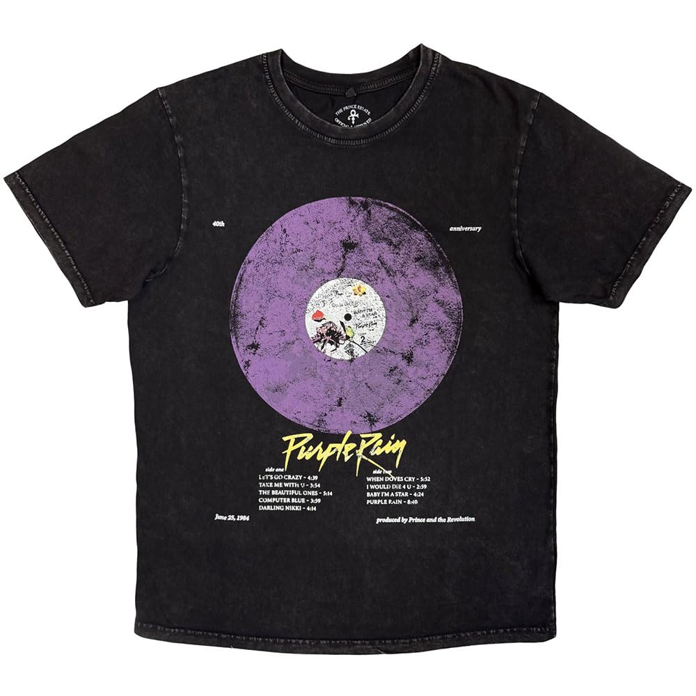 Prince Purple Rain Disc Stone Wash T Shirt XL