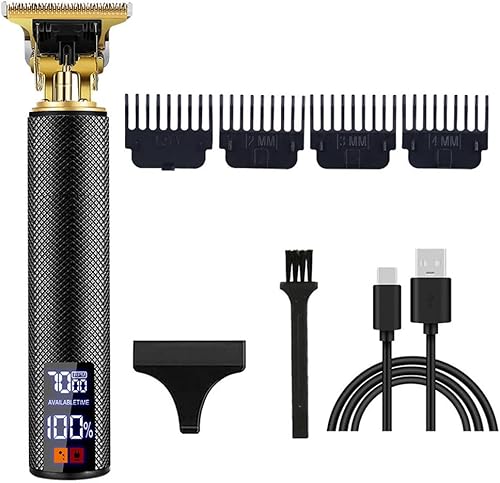 Miniatura 27 de Cortadora de pelo profesional para hombres y mujeres, inalámbrica, recargable, recortadora de pelo, kit de aseo de corte de cuerpo de metal, Cabeza