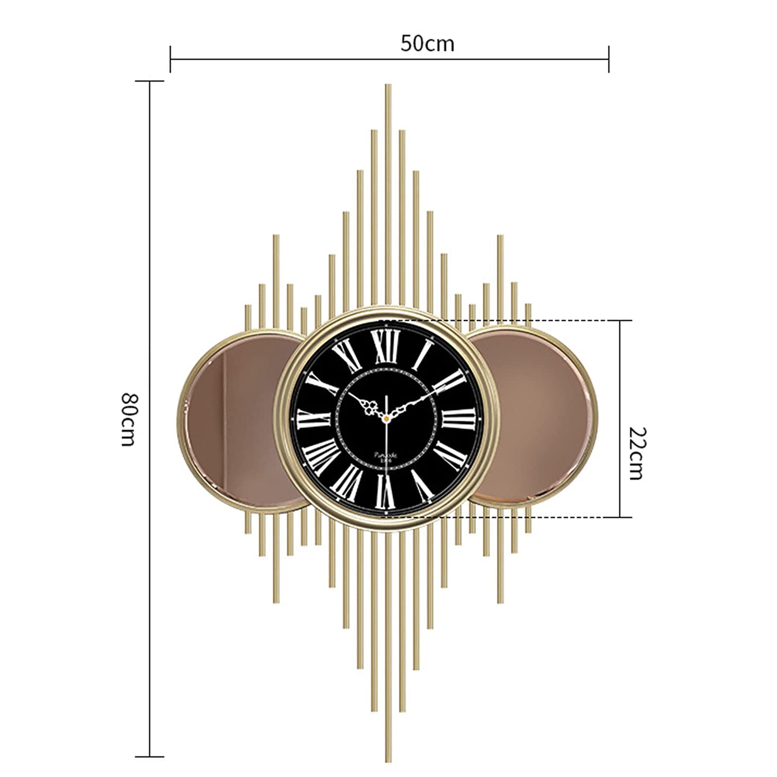 Zegar Ścienny Zegar Artystyczny 50 * 80 Cm Zegary Ścienne, Kreatywny Ręcznie Robiony Metalowy Cichy Bez Tykania Dekoracja Kwarcowy Zegar Ścienny Do Salonu Wejście Biuro Korytarz Sypialnia, Czarny, A,
